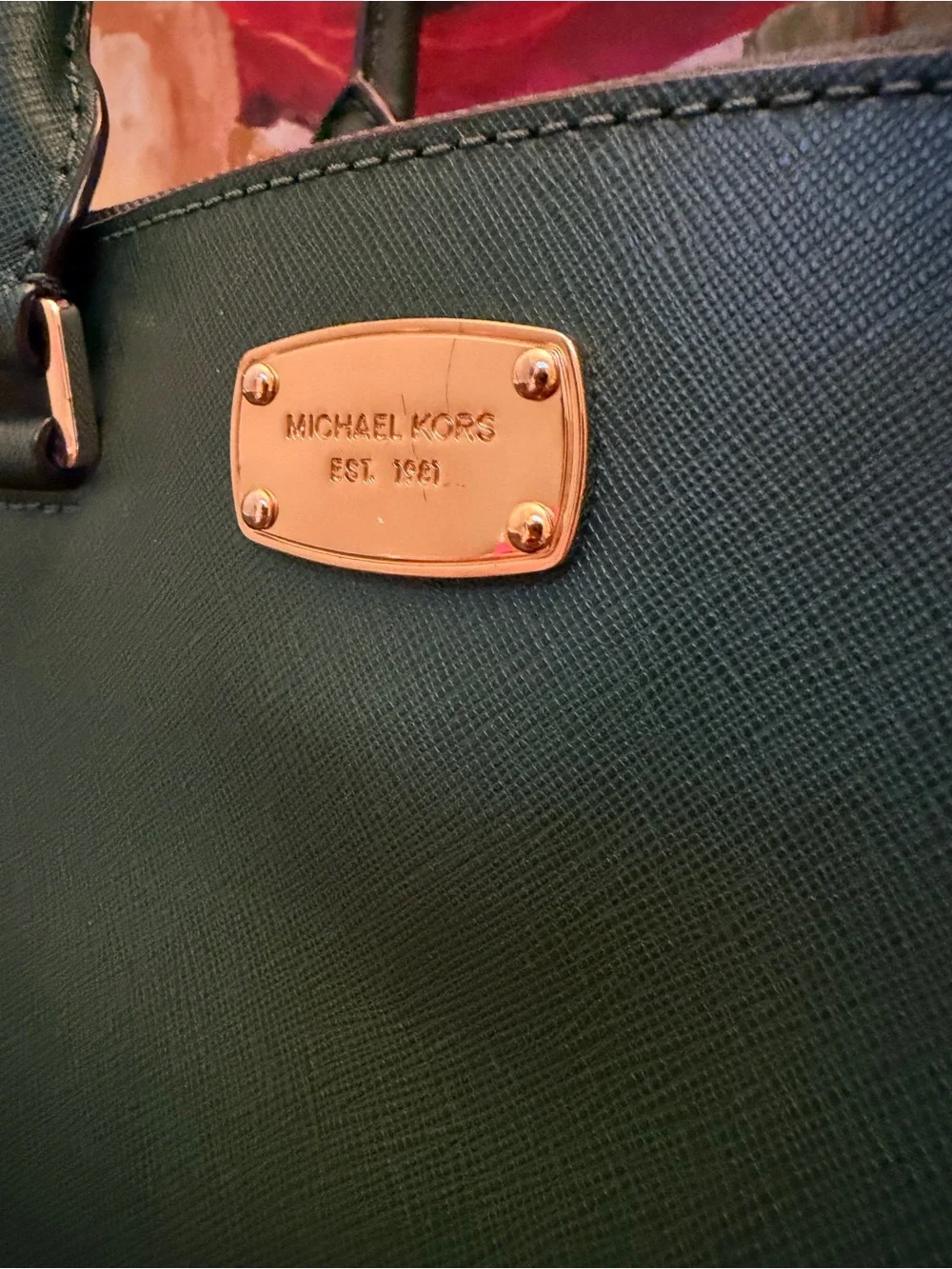 Michael Kors Forest Green Saffiano Leather Satchel w/Unbranded Replacement Strap